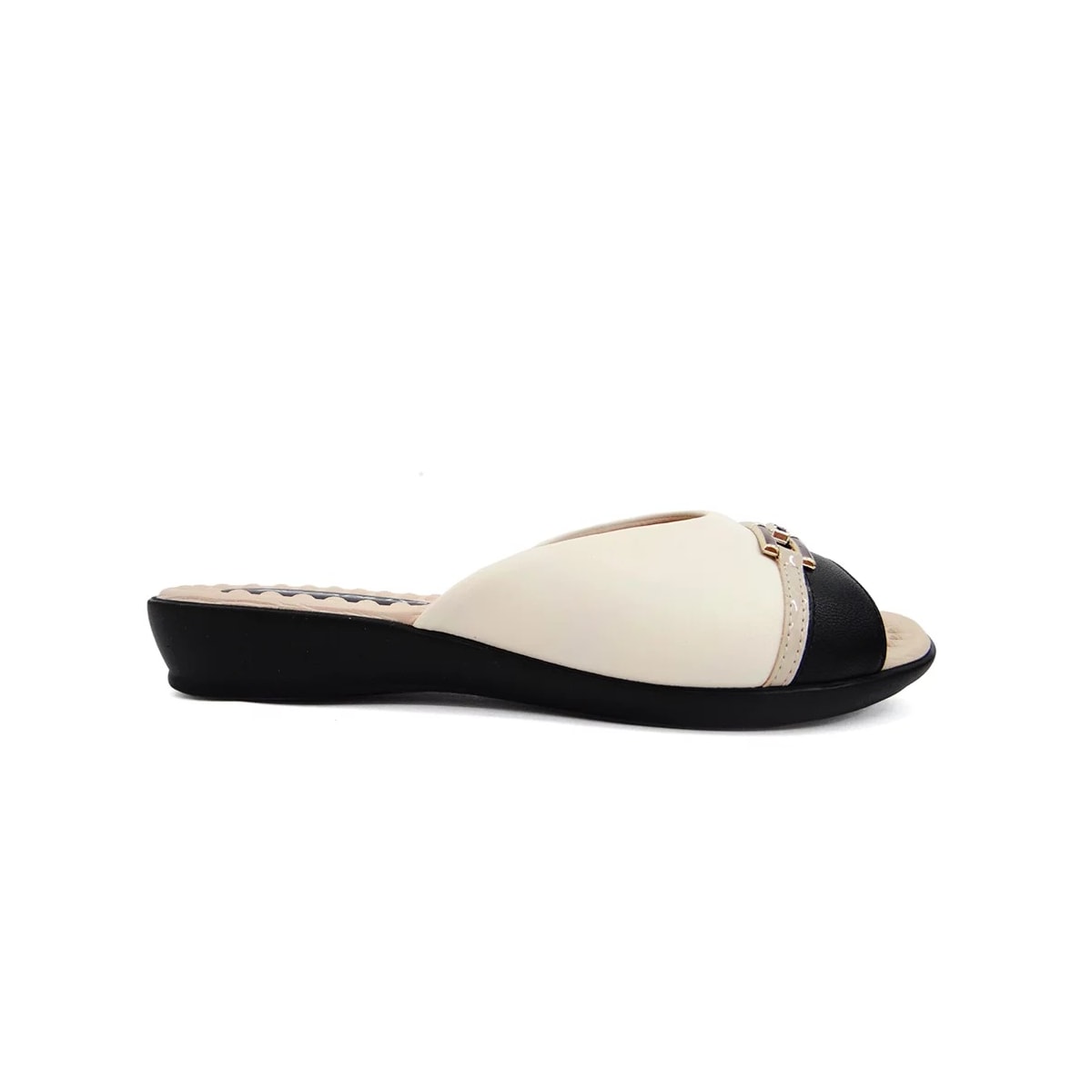 Tamanco Piccadilly Rasteira Conforto 500348 Off White/Preto Tamanco Piccadilly Rasteira Conforto 500348 Off White/Preto