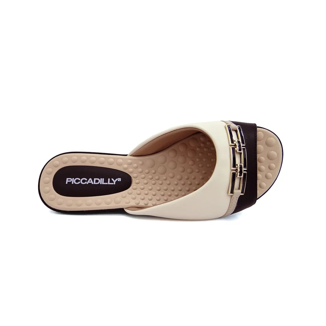 Tamanco Piccadilly Rasteira Conforto 500348 Off White/Preto Tamanco Piccadilly Rasteira Conforto 500348 Off White/Preto