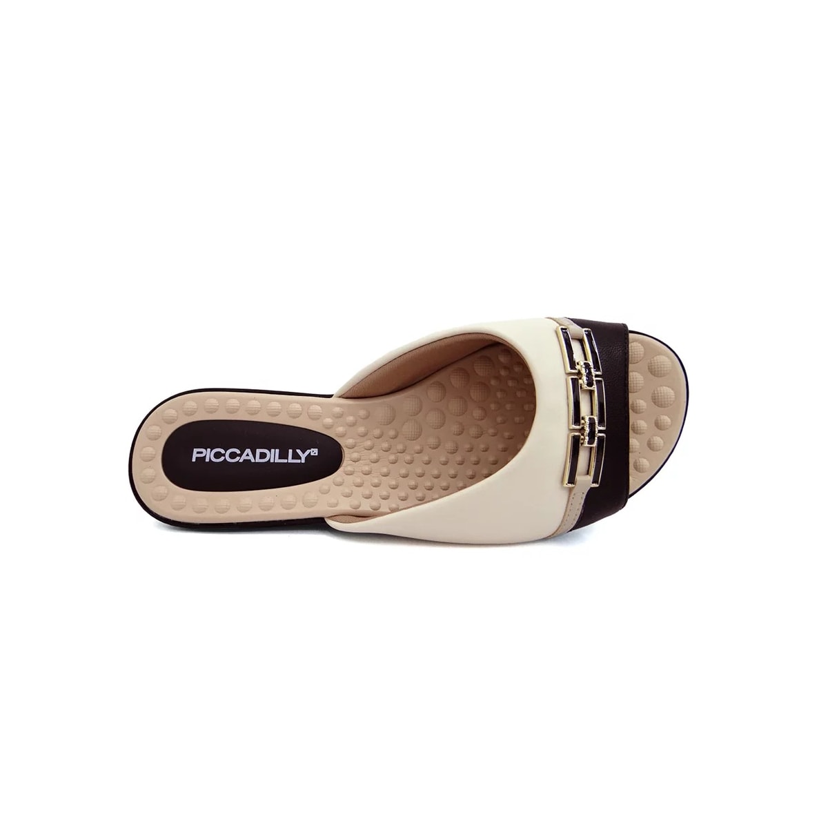 Tamanco Piccadilly Rasteira Conforto 500348 Off White/Preto Tamanco Piccadilly Rasteira Conforto 500348 Off White/Preto