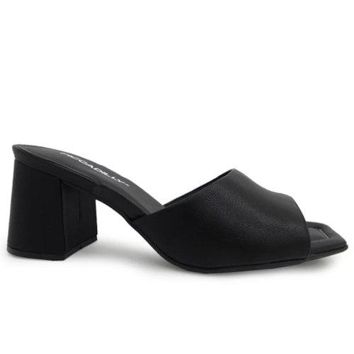 Detalhe - Tamanco Piccadilly Salto Bloco Medio 626025 Preto