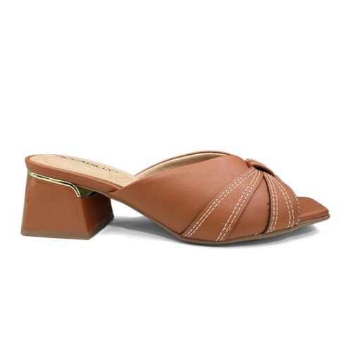 Detalhe - Tamanco Piccadilly Salto Bloco Renee 543111 Ocre