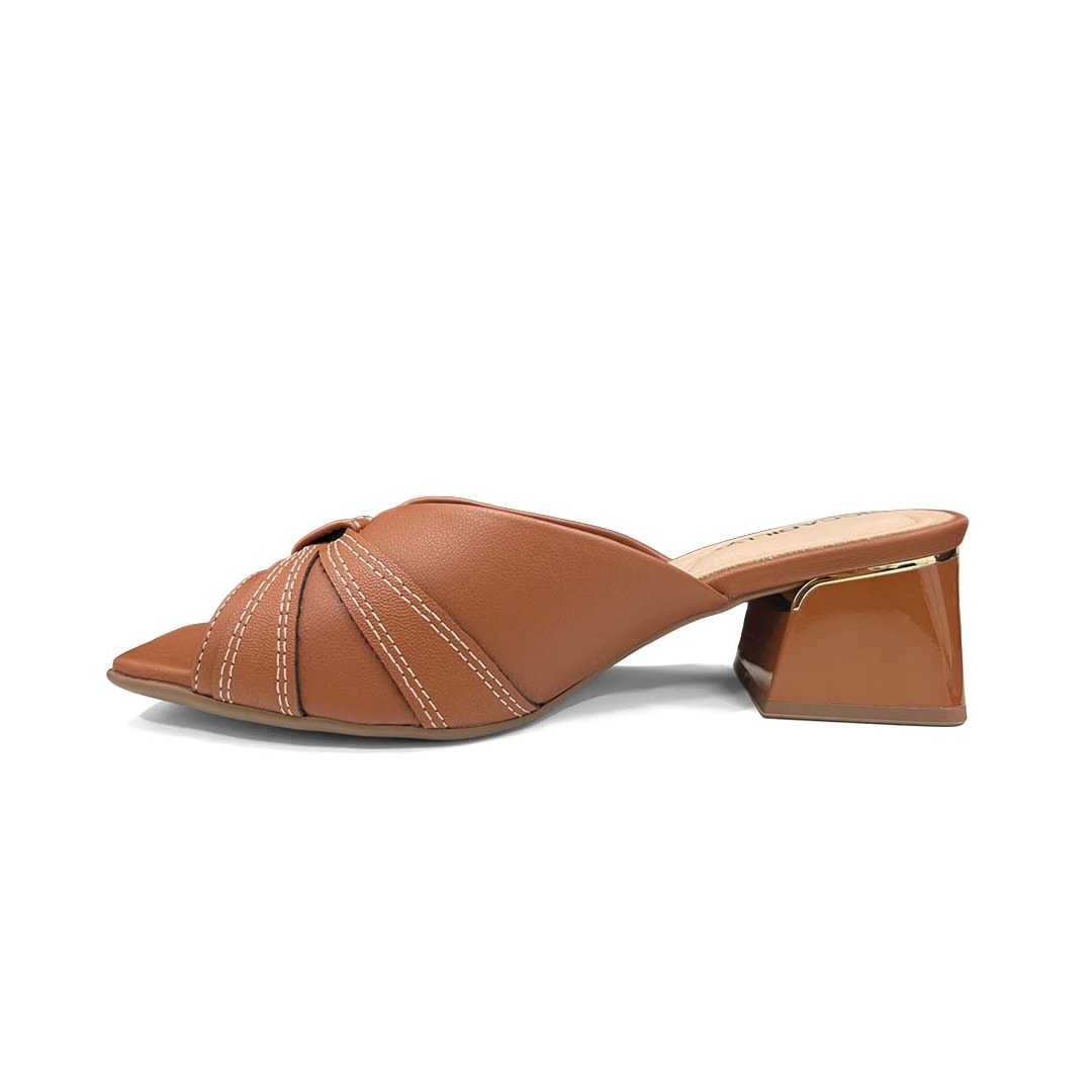 Tamanco Piccadilly Salto Bloco Renee 543111 Ocre