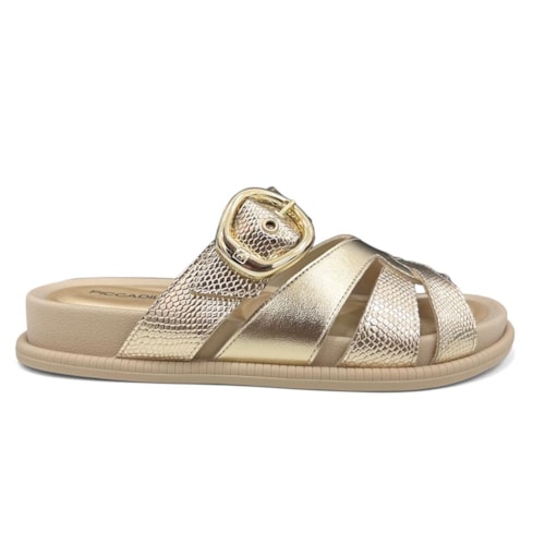 Detalhe - Tamanco Piccadilly Wide Fit Birken 480010 Ouro