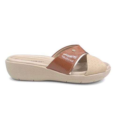 Detalhe - Tamanco Piccadilly Wide Fit Fascite 239043 Ocre