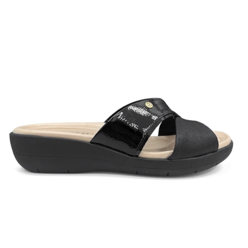 Detalhe - Tamanco Piccadilly Wide Fit Fascite 239043 Preto