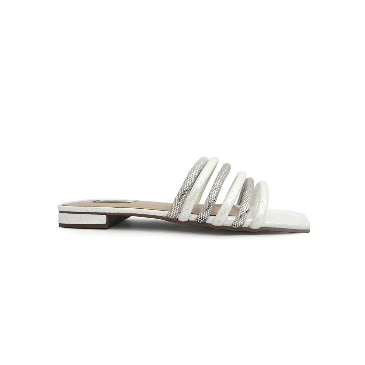 Tamanco Rasteira Via Marte Feminino 21-20103 Branco/Prata Tamanco Rasteira Via Marte Feminino 21-20103 Branco/Prata