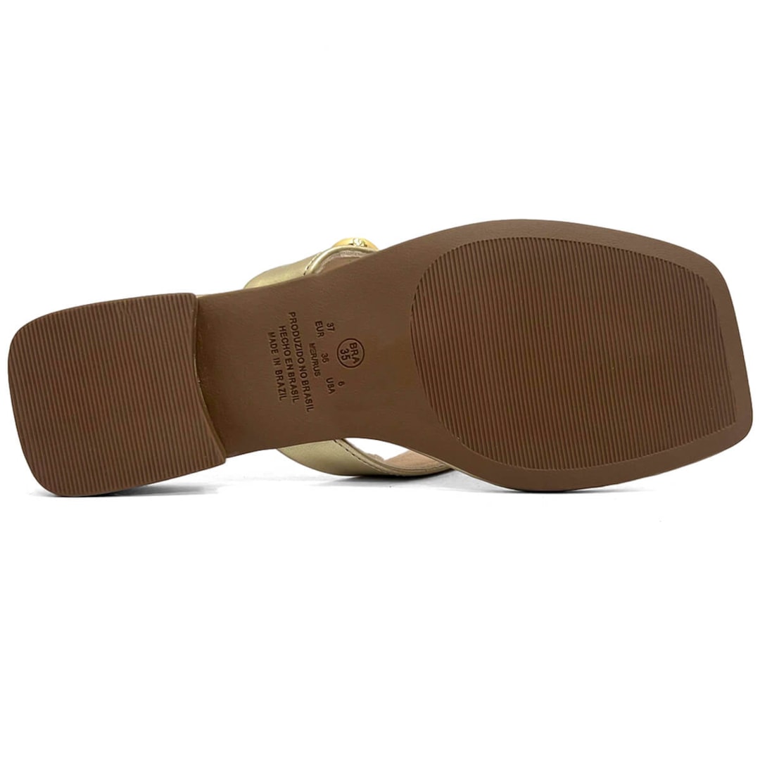 Tamanco Sua Cia Salto Baixo 8372.15802 Ouro