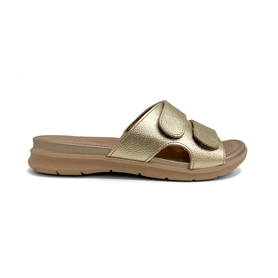 Tamanco Usaflex Conforto Couro Aa3001 Ouro Light