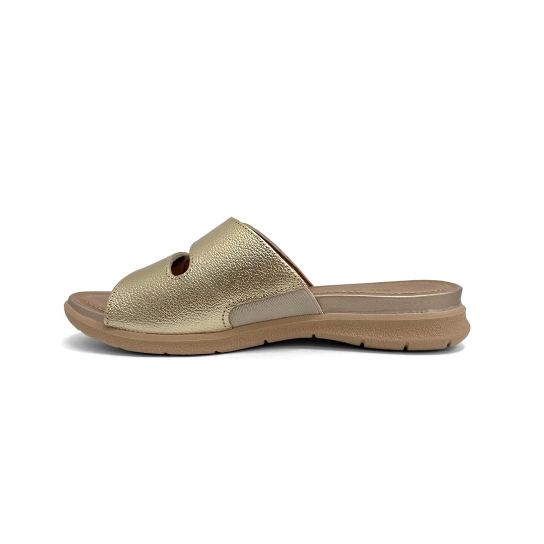 Tamanco Usaflex Conforto Couro Aa3001 Ouro Light