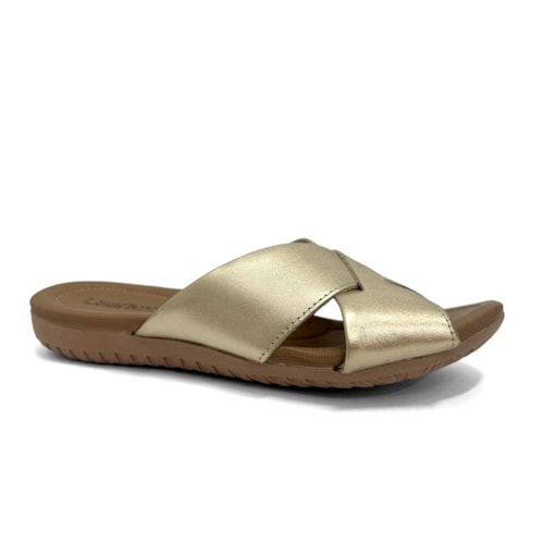Tamanco Usaflex Conforto Couro R1853 Prata Velha/Caramelo