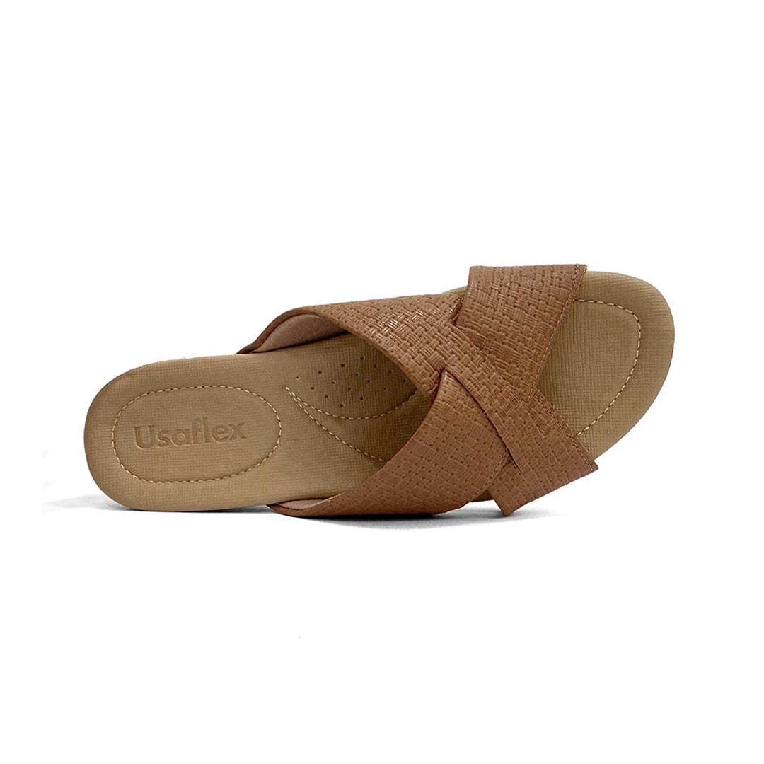 Tamanco Usaflex Conforto Couro R1853 Tan Tamanco Usaflex Conforto Couro R1853 Tan
