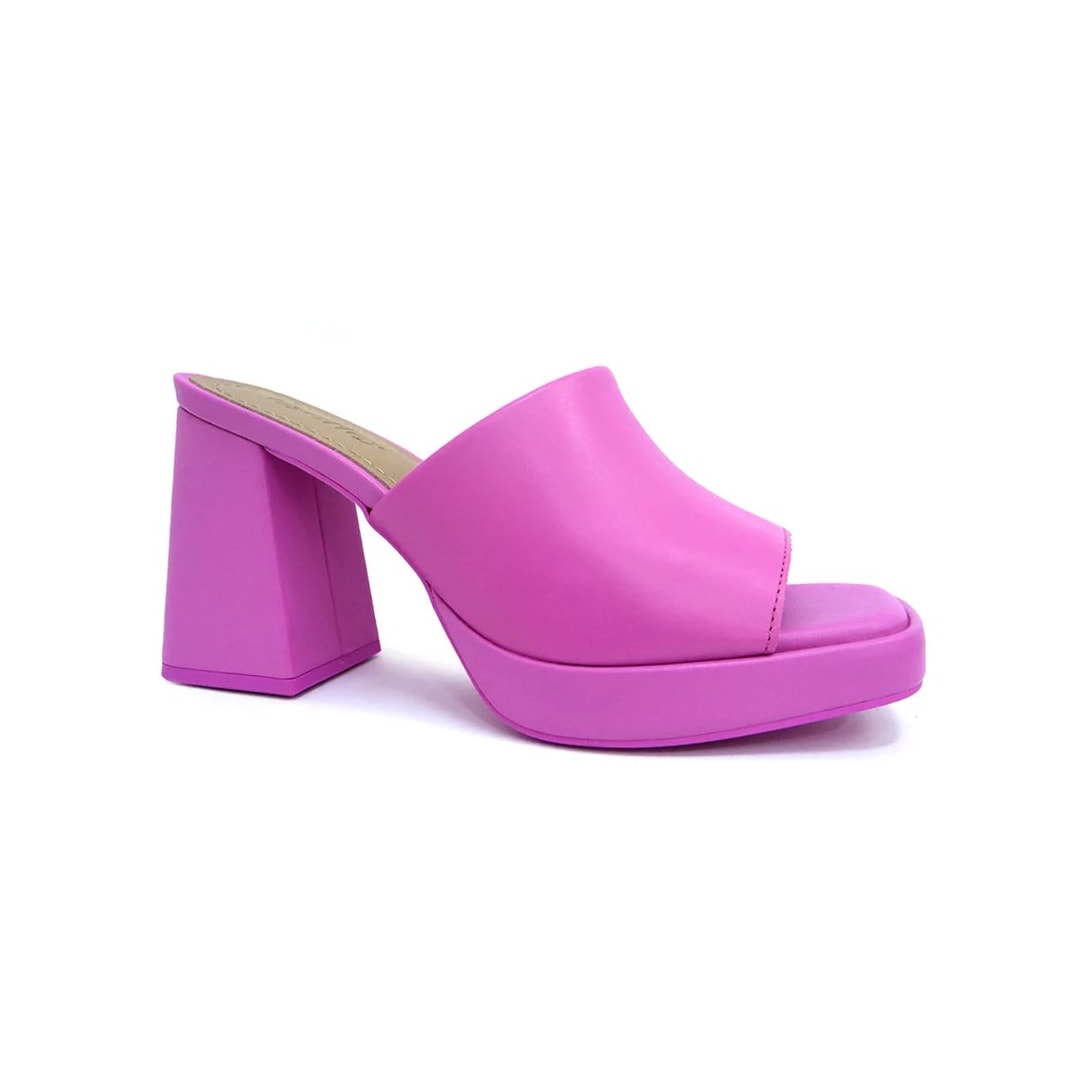 Tamanco Usaflex Couro Salto Bloco Ai0801 Rosa Penelope