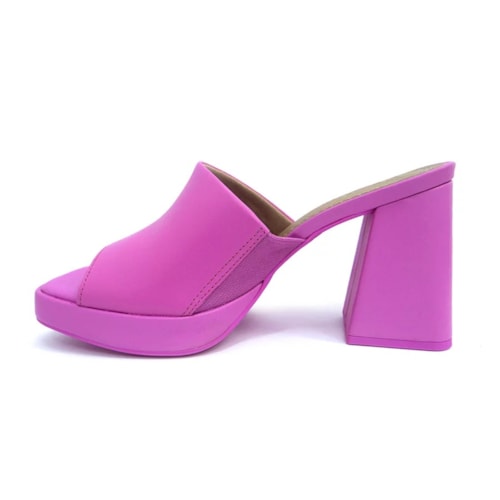 Detalhe - Tamanco Usaflex Couro Salto Bloco Ai0801 Rosa Penelope