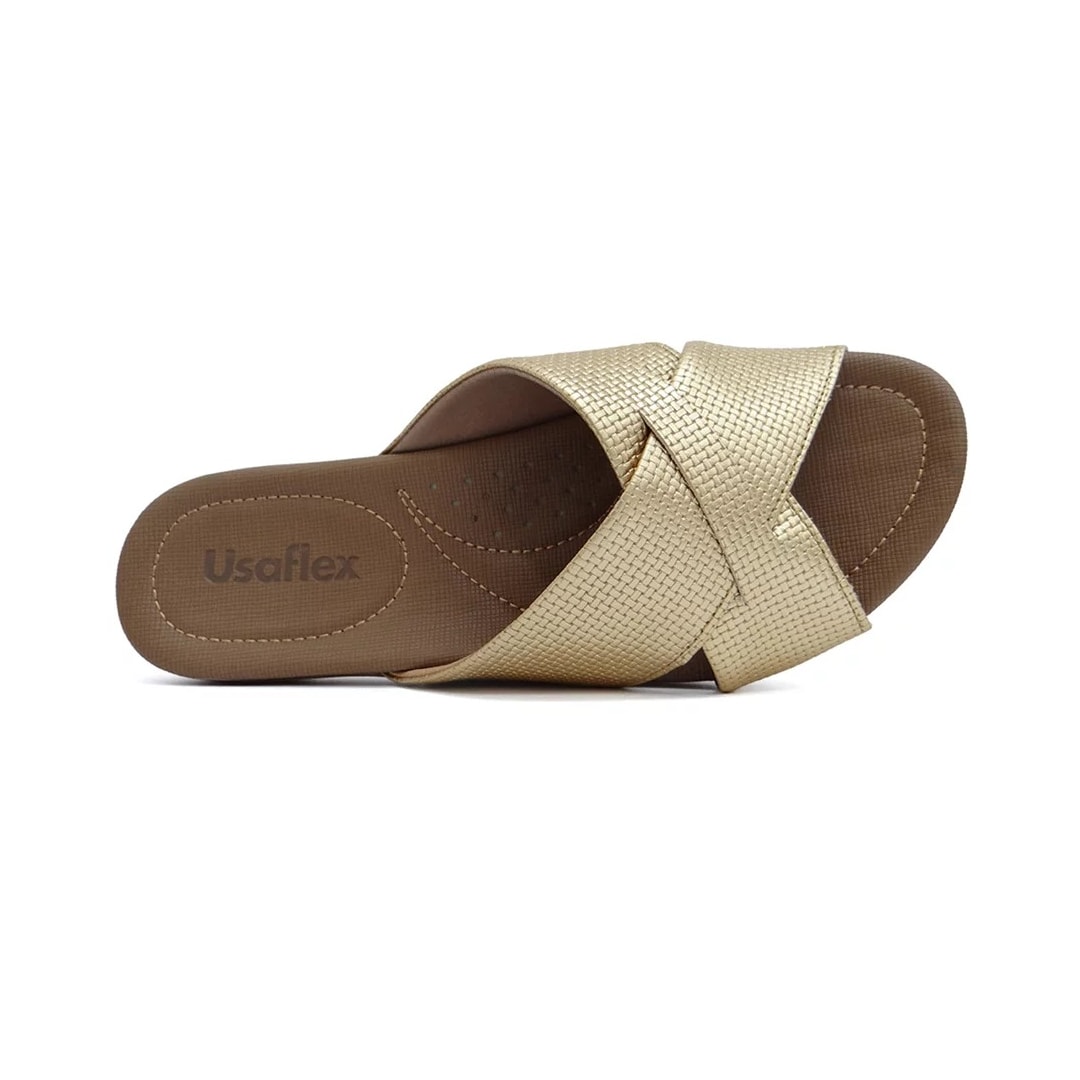 Tamanco Usaflex De Couro R1853 Prata Velha
