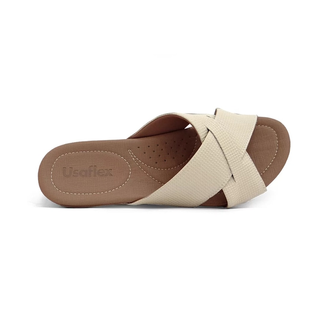 Tamanco Usaflex De Couro R1853 Vanilla