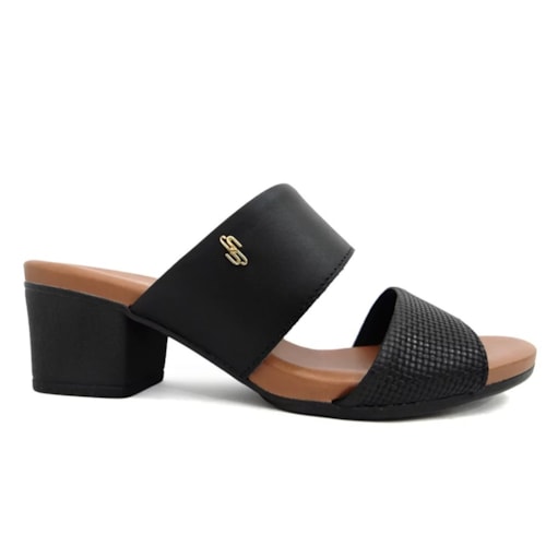 Detalhe - Tamanco Usaflex Feminino Conforto Ae3201 Preto Tresse