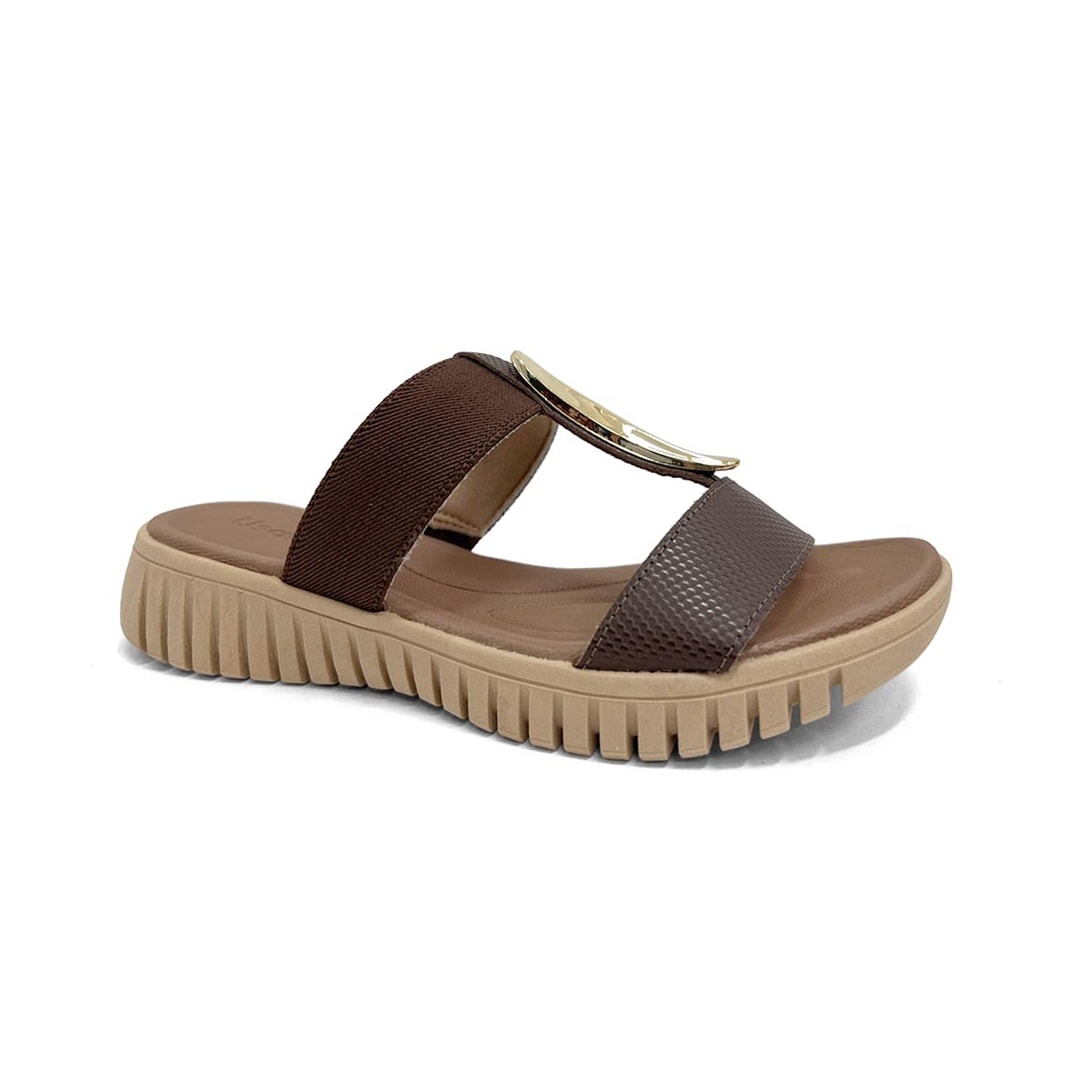 Tamanco Usaflex Feminino Conforto De Couro Ud11003 Pinhao