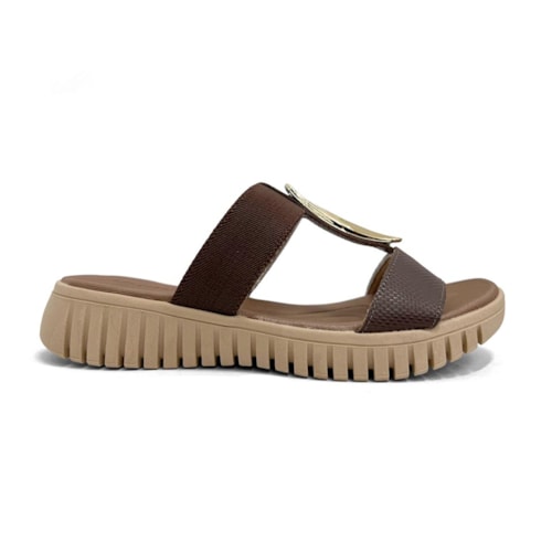 Detalhe - Tamanco Usaflex Feminino Conforto De Couro Ud11003 Pinhao