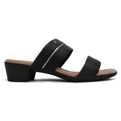 Detalhe - Tamanco Usaflex Salto Bloco Baixo Mm0804 Preto/Preto