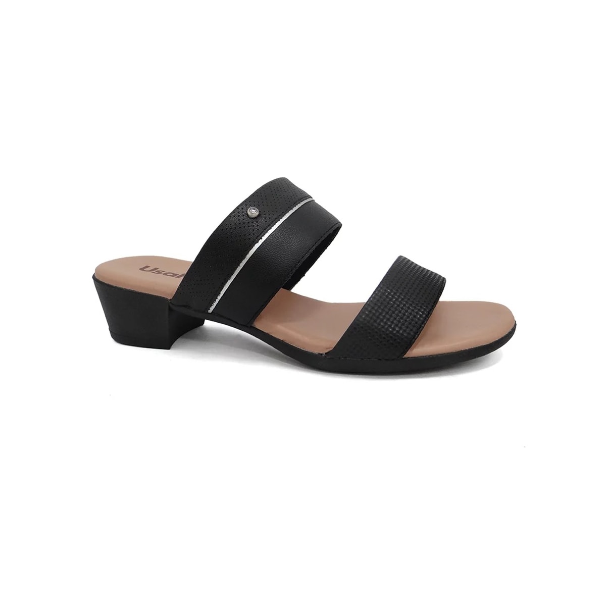 Tamanco Usaflex Salto Bloco Baixo Mm0804 Preto/Preto Tamanco Usaflex Salto Bloco Baixo Mm0804 Preto/Preto