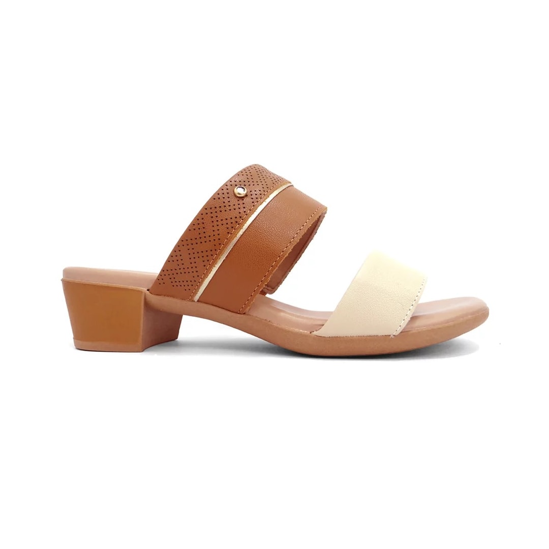 Tamanco Usaflex Salto Bloco Baixo Mm0804 Tan/Camel