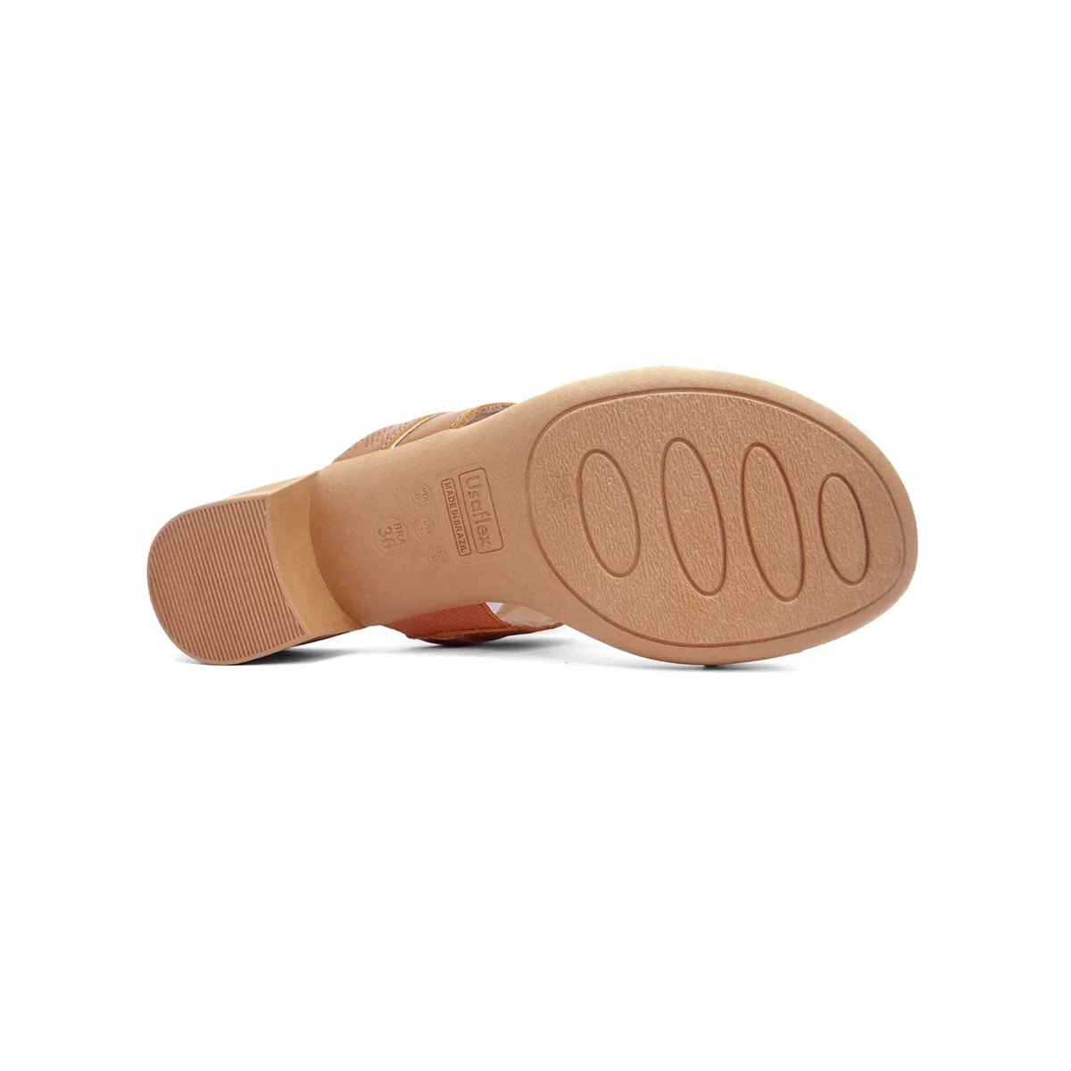 Tamanco Usaflex Salto Bloco Baixo Mm0804 Tan/Camel