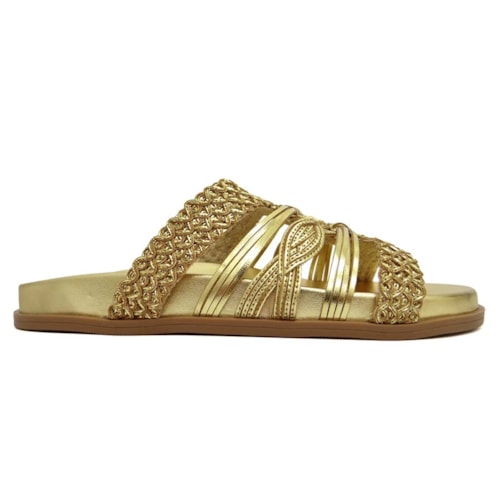 Detalhe - Tamanco Valentina Birken Rasteira 490086 Ouro