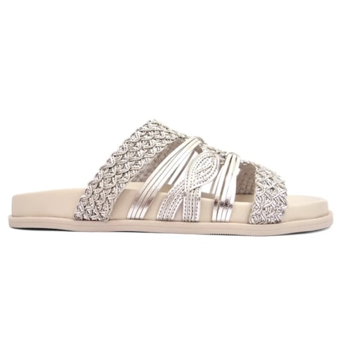 Detalhe - Tamanco Valentina Birken Rasteira 490086 Prata