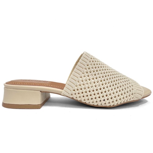Detalhe - Tamanco Valentina Salto Baixo 455058 Cream