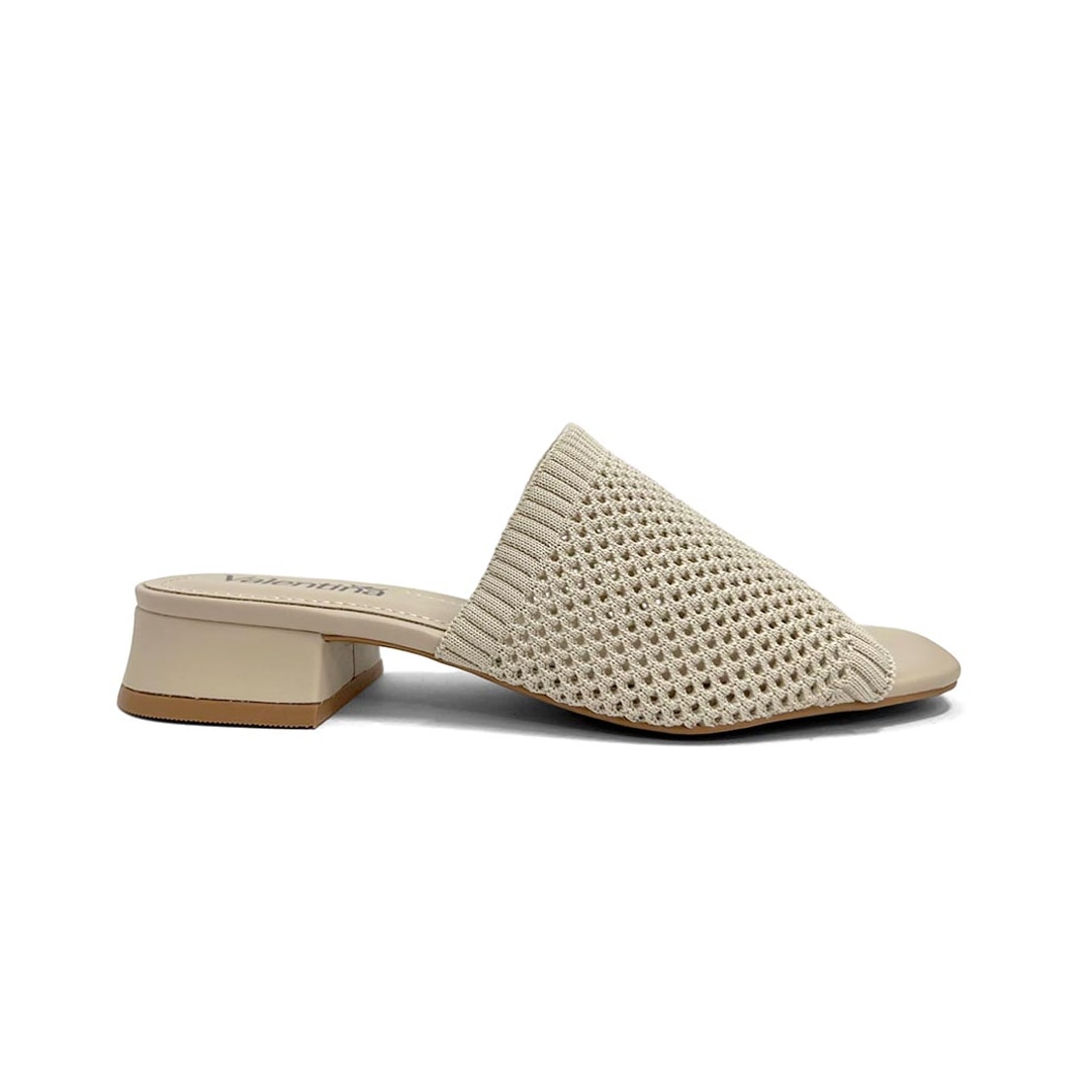 Tamanco Valentina Salto Baixo 455058 Cream Tamanco Valentina Salto Baixo 455058 Cream