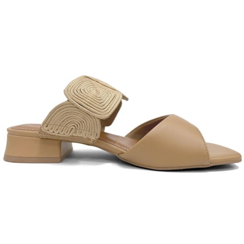 Detalhe - Tamanco Valentina Salto Baixo 455071 Ambar