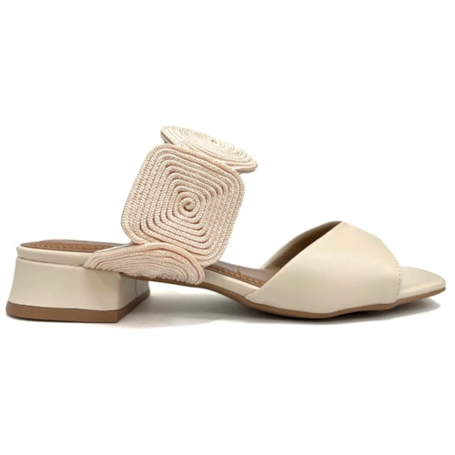 Detalhe - Tamanco Valentina Salto Baixo 455071 Manteiga