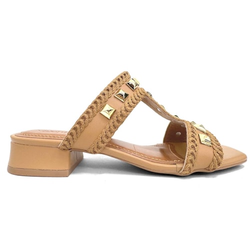 Detalhe - Tamanco Valentina Salto Baixo 455073 Ambar