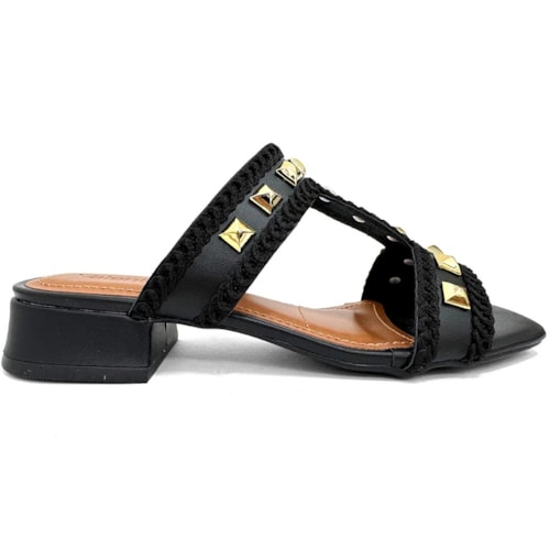 Detalhe - Tamanco Valentina Salto Baixo 455073 Preto