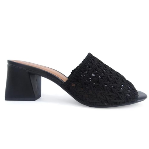 Detalhe - Tamanco Valentina Salto Grosso Medio 457004 Preto
