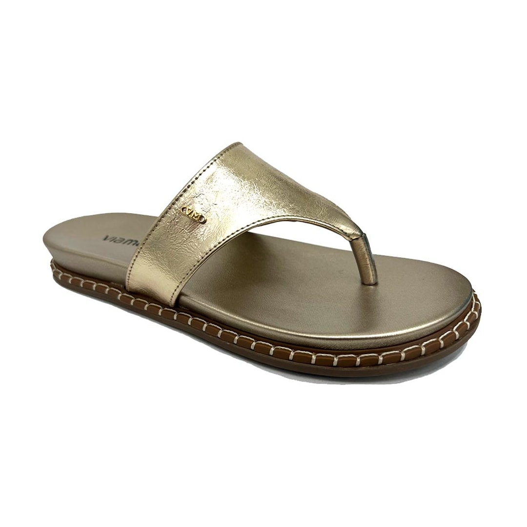 Tamanco Via Marte Birken Flatform 178-005-01 Dourado