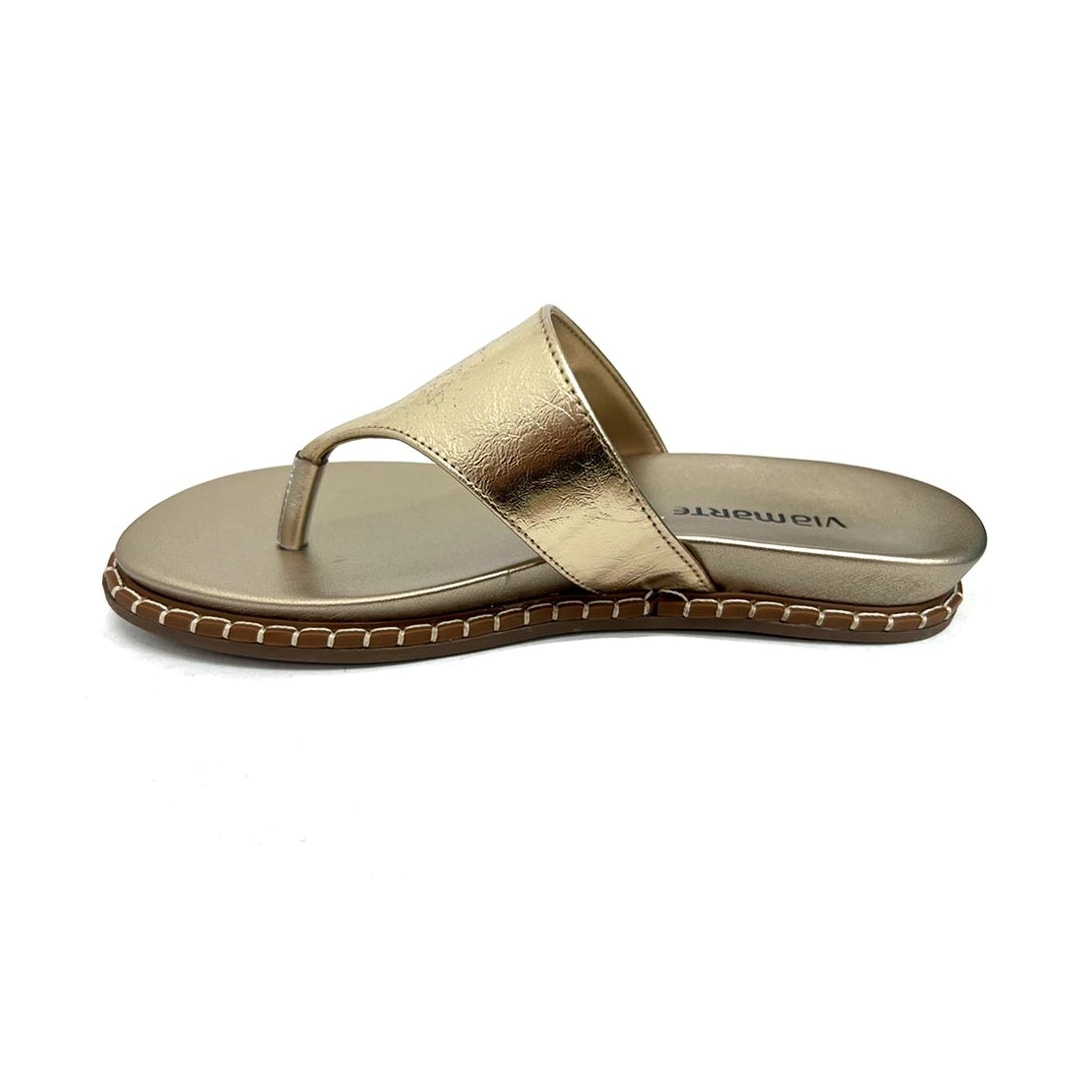 Tamanco Via Marte Birken Flatform 178-005-01 Dourado