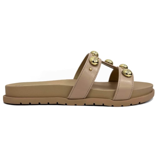 Detalhe - Tamanco Via Marte Feminino Birken Flatform 174-005-01 Creme