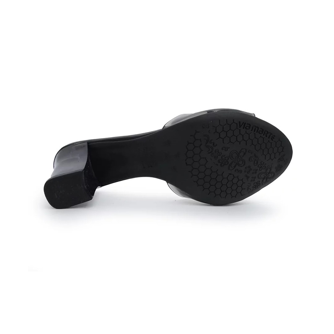 Tamanco Via Marte  Feminino Salto 21-17402 Fume/Preto