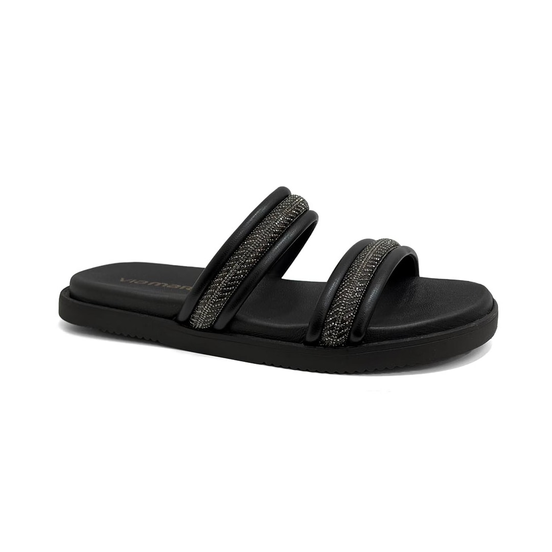 Tamanco Via Marte Feminino Tiras Brilho 411-008-01 Preto Tamanco Via Marte Feminino Tiras Brilho 411-008-01 Preto