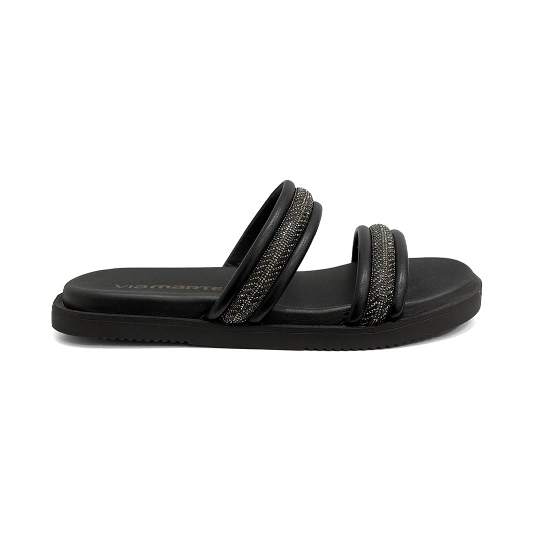 Tamanco Via Marte Feminino Tiras Brilho 411-008-01 Preto Tamanco Via Marte Feminino Tiras Brilho 411-008-01 Preto