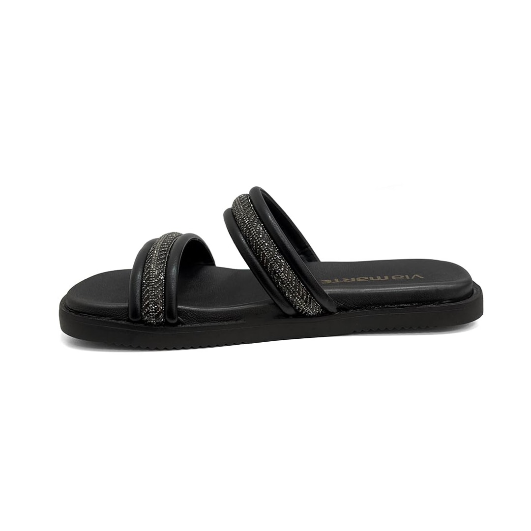 Tamanco Via Marte Feminino Tiras Brilho 411-008-01 Preto Tamanco Via Marte Feminino Tiras Brilho 411-008-01 Preto