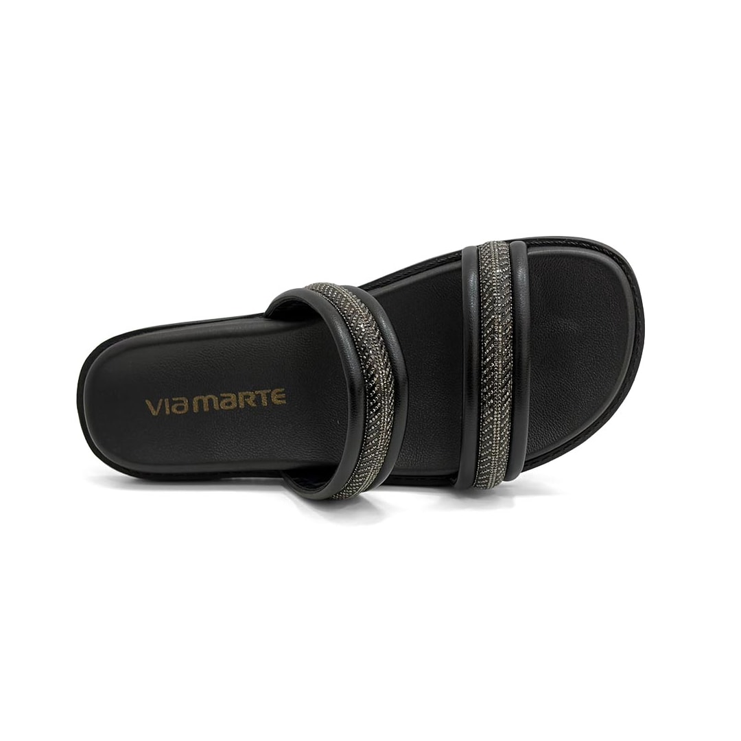 Tamanco Via Marte Feminino Tiras Brilho 411-008-01 Preto Tamanco Via Marte Feminino Tiras Brilho 411-008-01 Preto