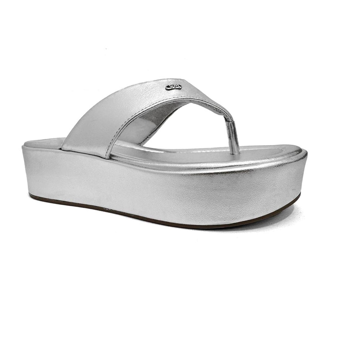 Tamanco Via Marte Flat Plataforma De Dedo 179-006-01 Prata