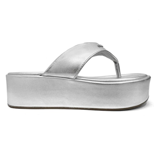 Detalhe - Tamanco Via Marte Flat Plataforma De Dedo 179-006-01 Prata