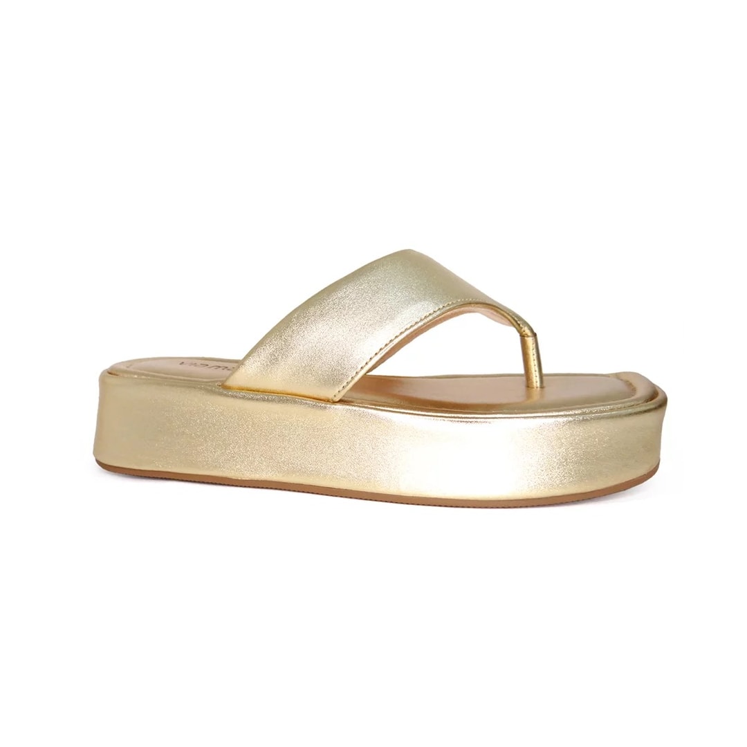 Tamanco Via Marte Flatform 23-18416 Gold Tamanco Via Marte Flatform 23-18416 Gold