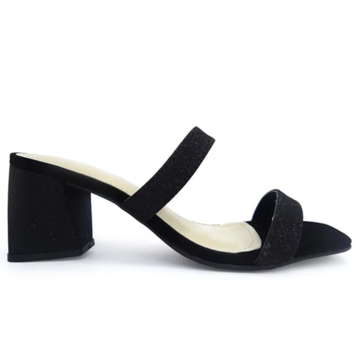 Detalhe - Tamanco Via Marte Salto Bloco Medio 22-11810 Preto