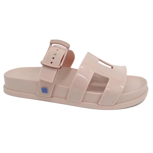 Detalhe - Tamanco Zaxy Grendene Connect Slide 19054 Nude Claro