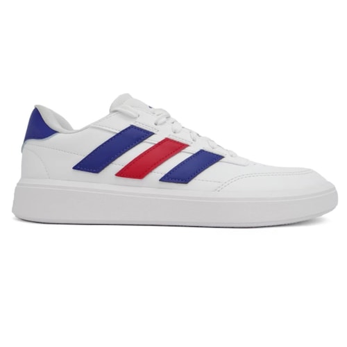 Detalhe - Tênis Adidas Masculino Courtblock If4032 Branco/Azul/Vermelho