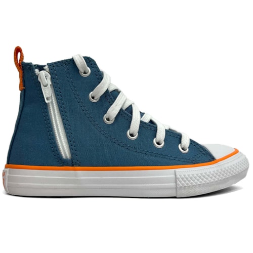Detalhe - Tênis All Star Casual Cano Alto Lona Ck0909 Chuck Taylor Azul Escuro